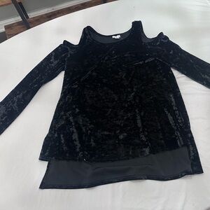 BP Black Velvet Cold Shoulder Blouse
